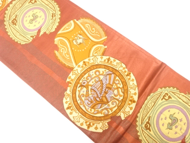 JAPANESE KIMONO / ANTIQUE FUKURO OBI / SILK / WOVEN BUTTERFLY